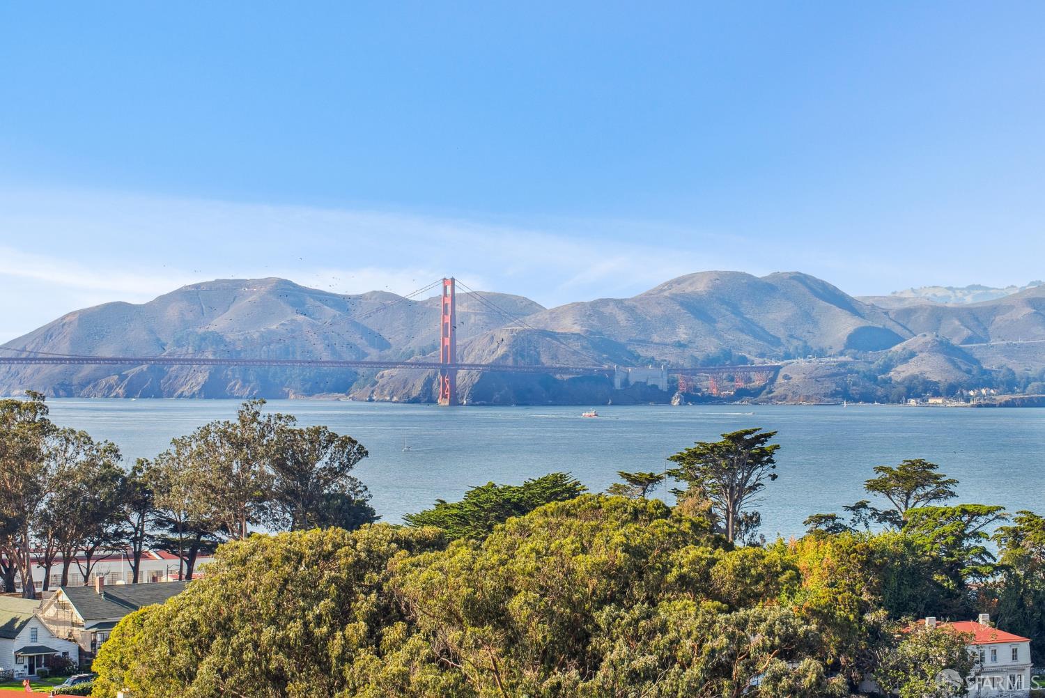 a view of a lake with a mountain in the background