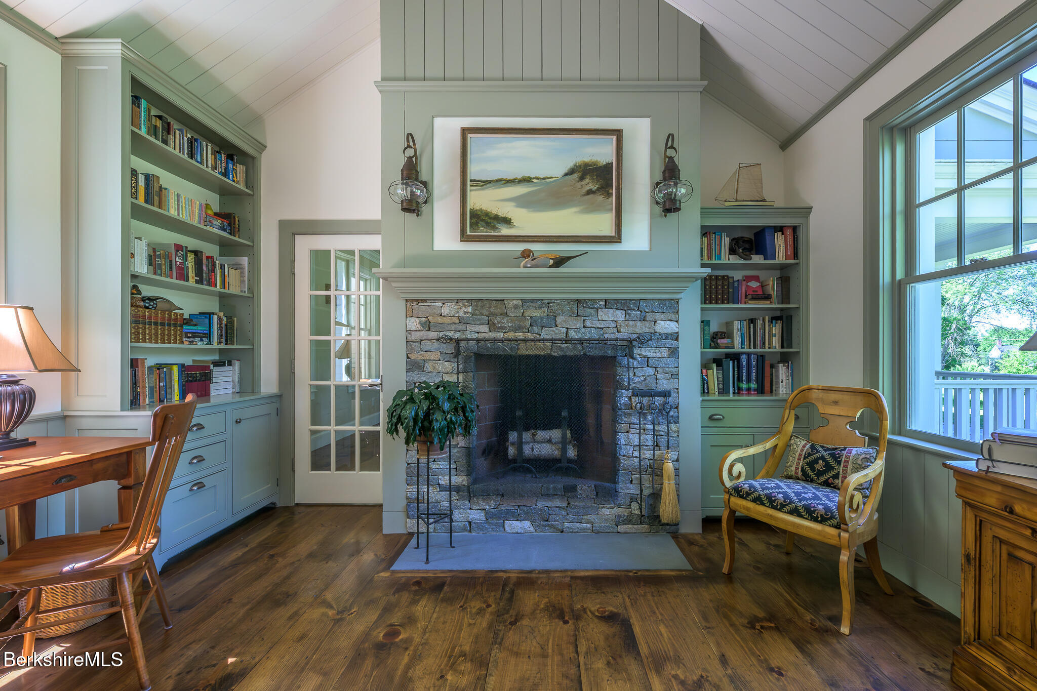 233 Monument Valley Road Great Barrington, MA 01230 - Photo 21 of 55 Library with fieldstone fireplace