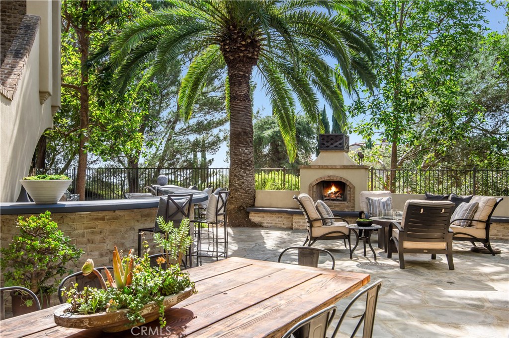 6 Pacific Winds Newport Coast, CA 92657 - Photo 9 of 10 a backyard of a house with table and chairs plants and large trees