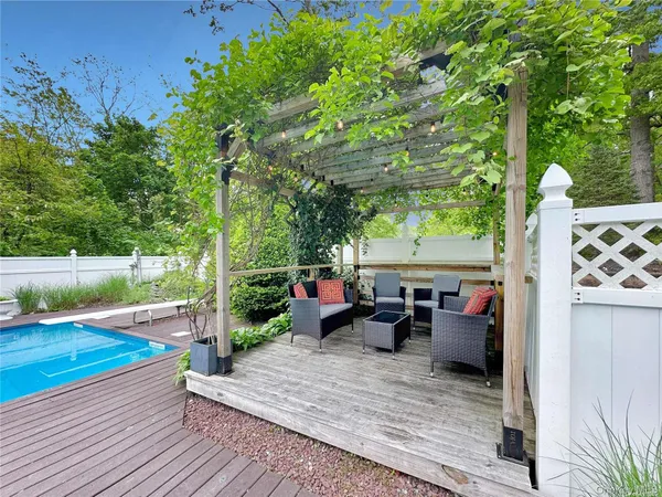 a view of outdoor space with seating space