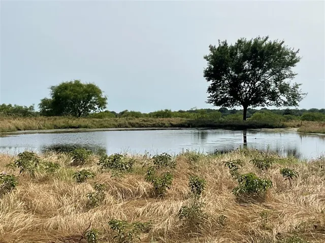a view of a lake with houses in the back