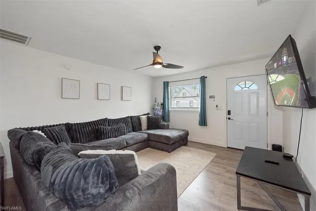 a living room with furniture