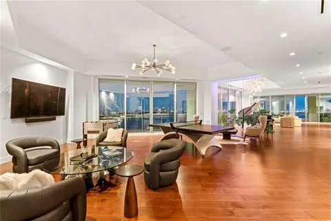 a view of a city with tall buildings