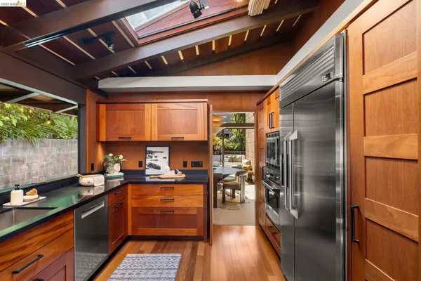 a kitchen with lots of counter top space