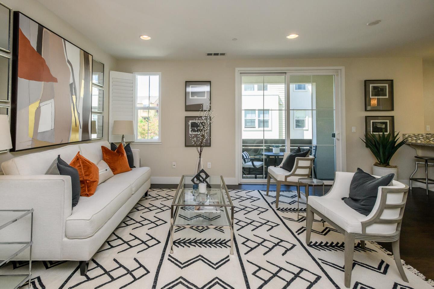 432 Landeros Drive San Mateo, CA 94403 - Photo 4 of 26 a living room with furniture two window and a dining table