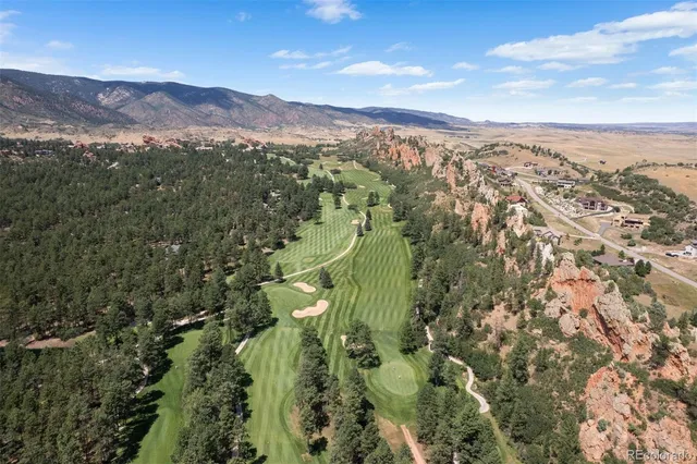 a view of a city with mountain