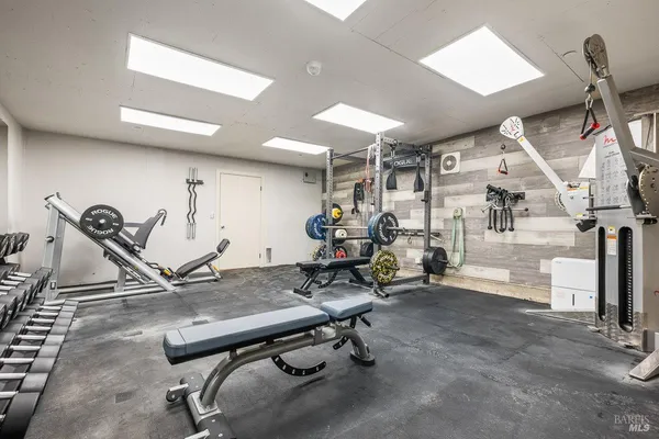 a view of a room with gym equipment