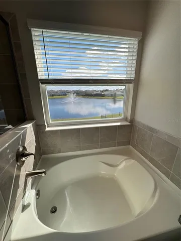 a bathroom with a tub