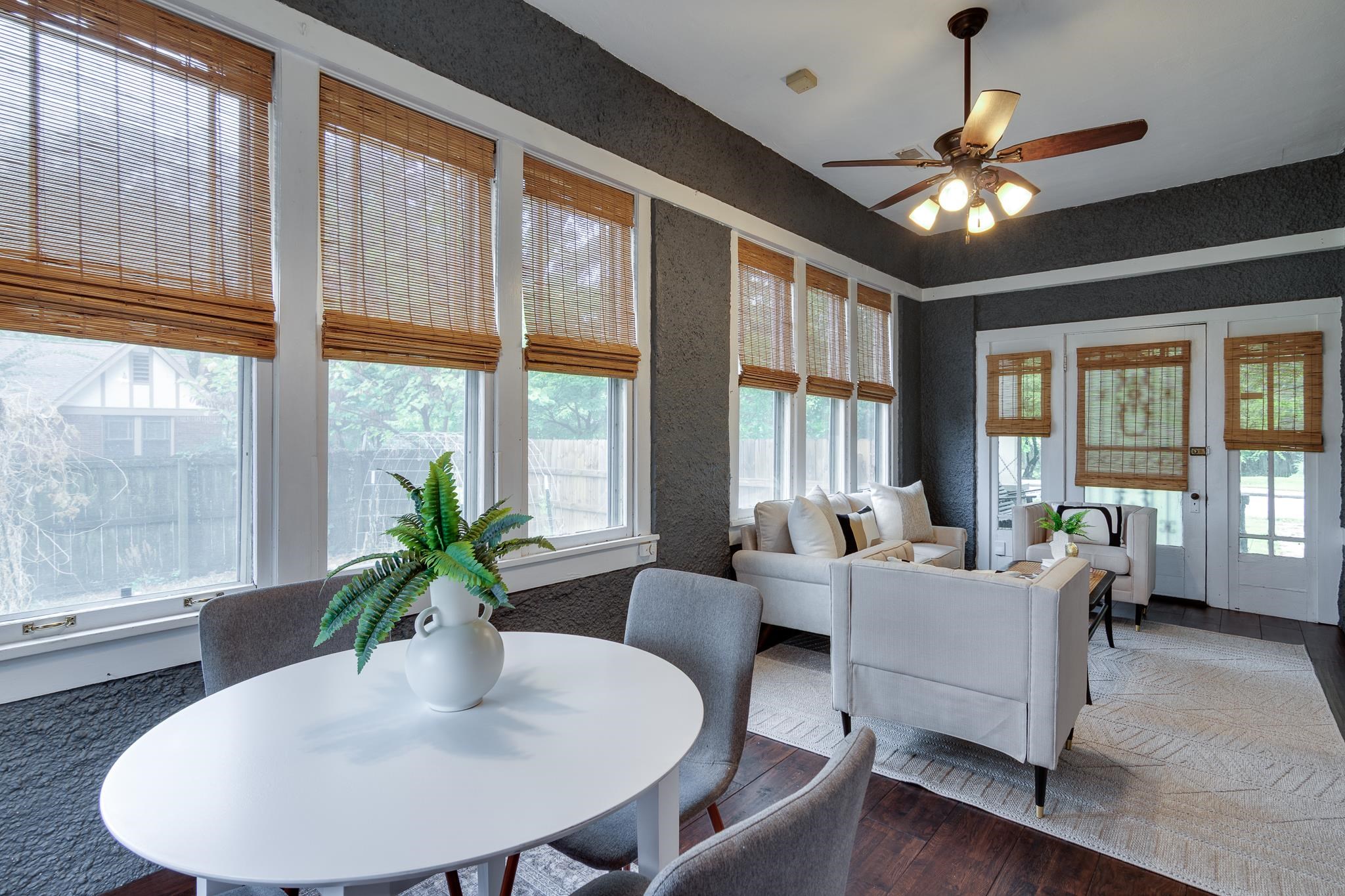 520 Ellsworth Street Memphis, TN 38111 - Photo 17 of 37 Dining room featuring wood-type flooring, ceiling fan, and a textured wall