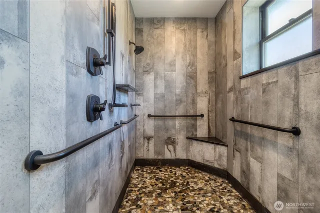 a bathroom with a shower