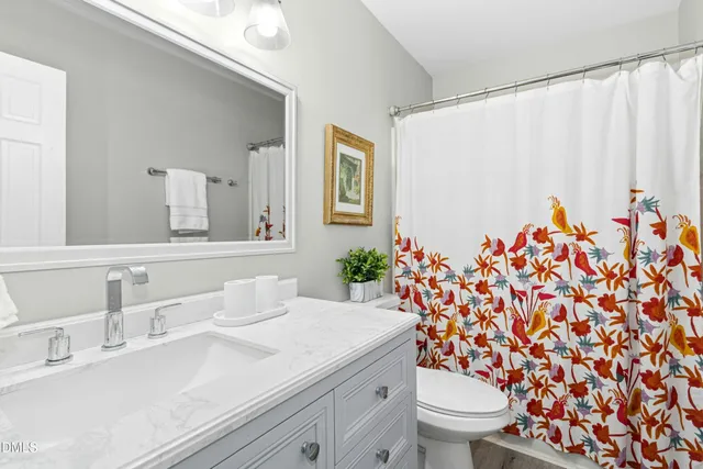 a bathroom with a sink toilet and mirror