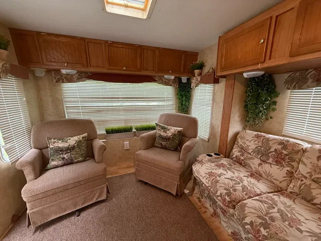 a living room with furniture