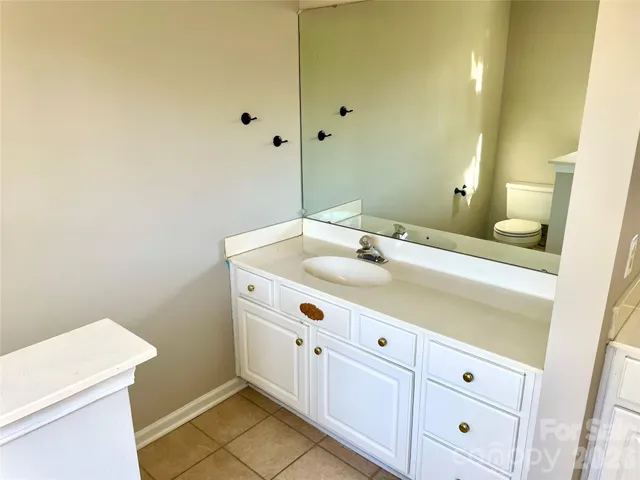 a bathroom with a sink a vanity and a toilet