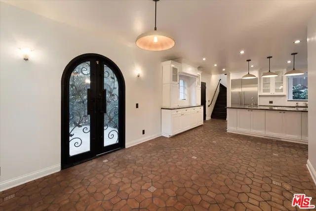 a view of a room with a entryway