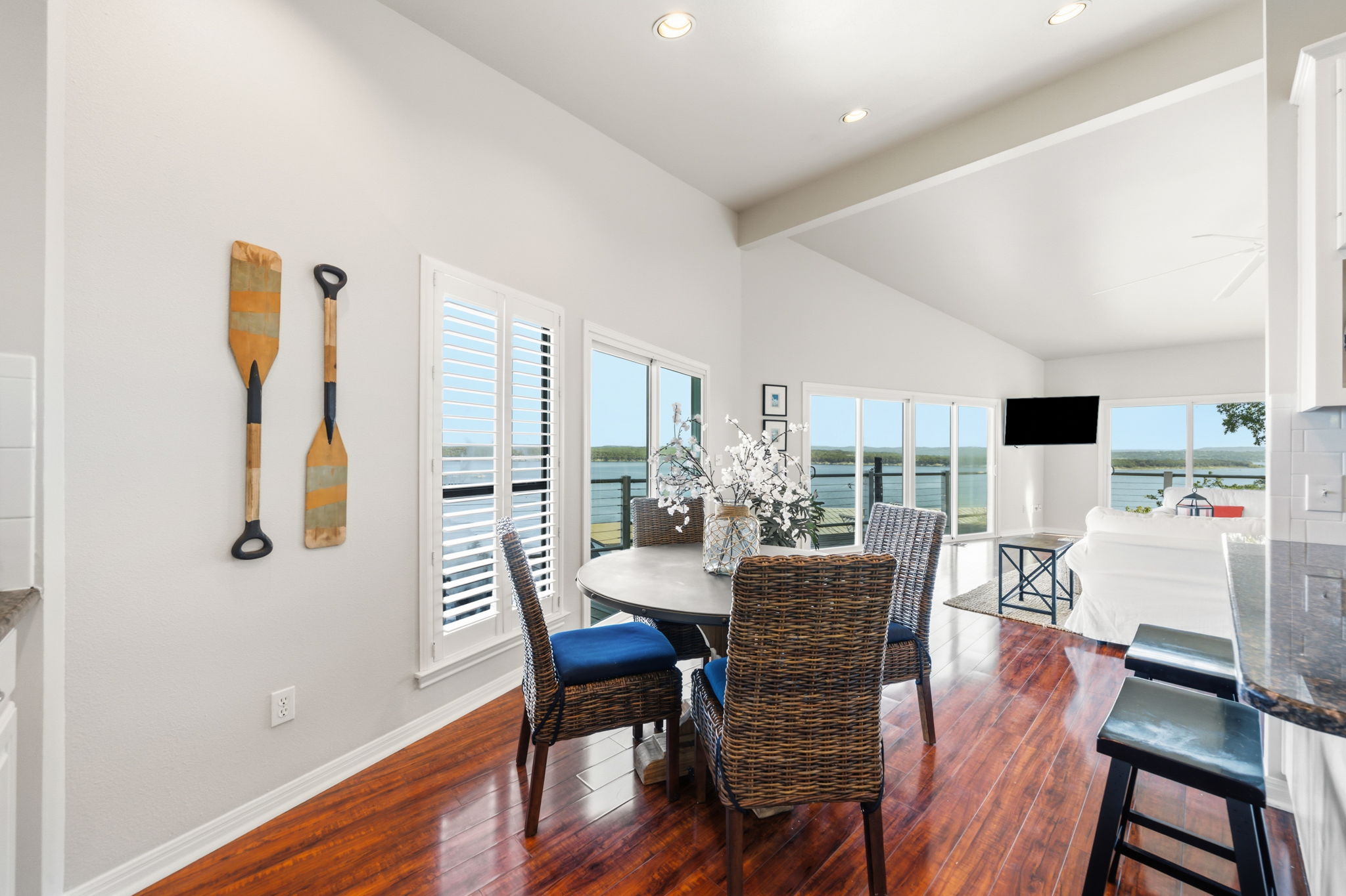 1715 Buffalo Gap Road Austin, TX 78734 - Photo 10 of 18 Gleaming hardwood floors and a tall vaulted ceiling elevate this open dining space.