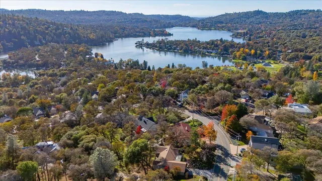 a view of lake and mountain