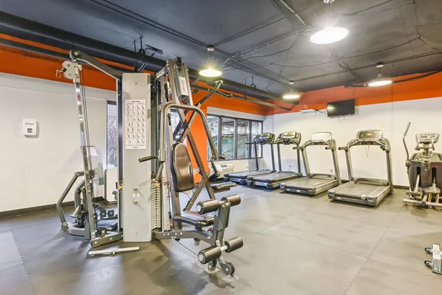 a view of a room with gym equipment