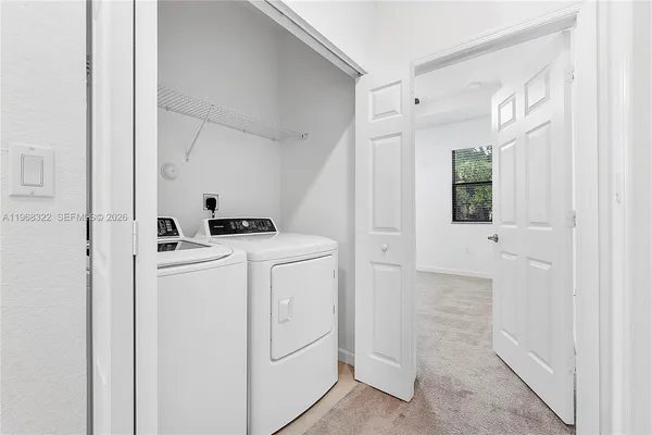 a room that has a washer and dryer