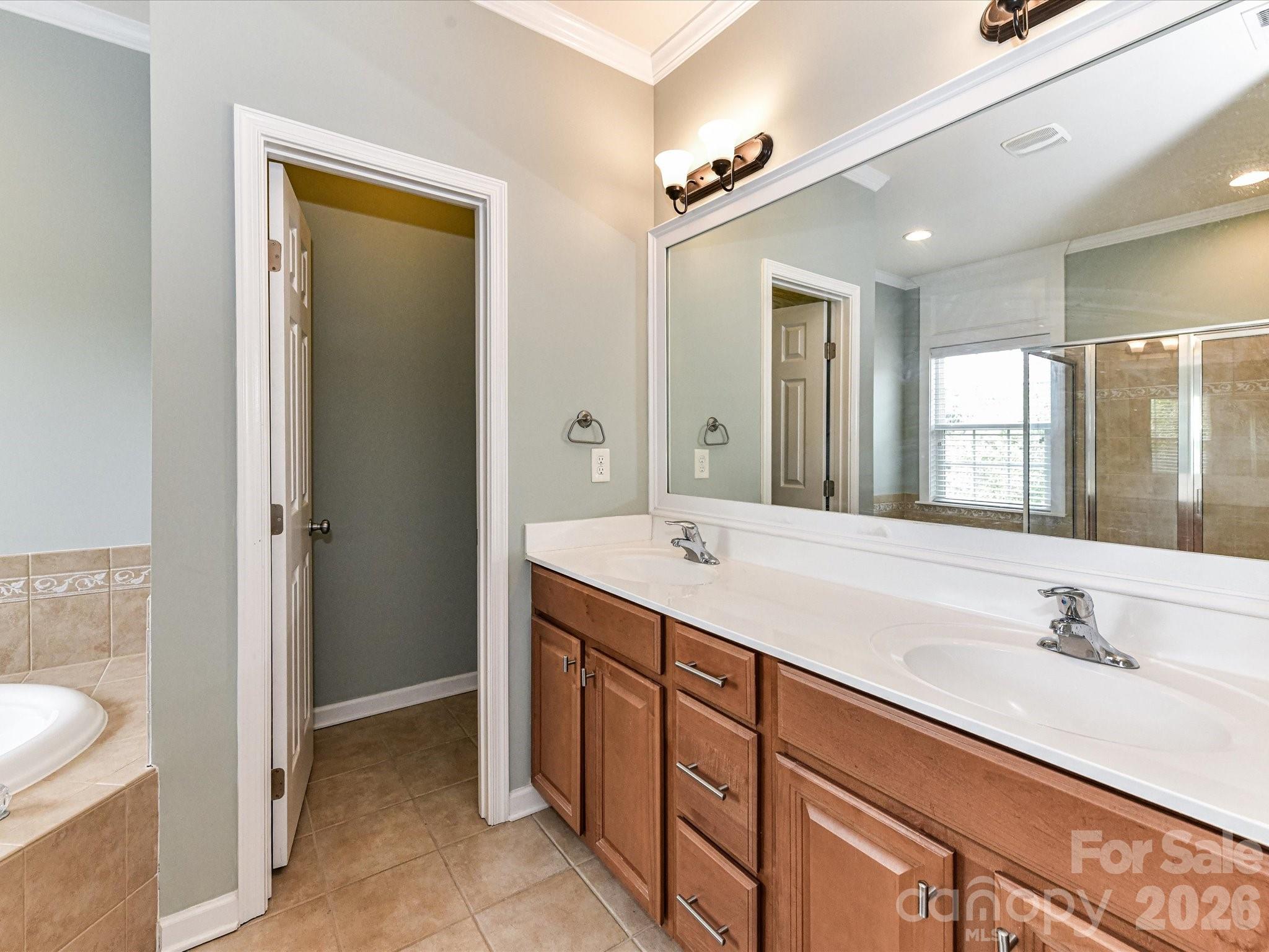 756 Naramore Street Davidson, NC 28036 - Photo 34 of 44 a bathroom with a double vanity sink mirror and bathtub