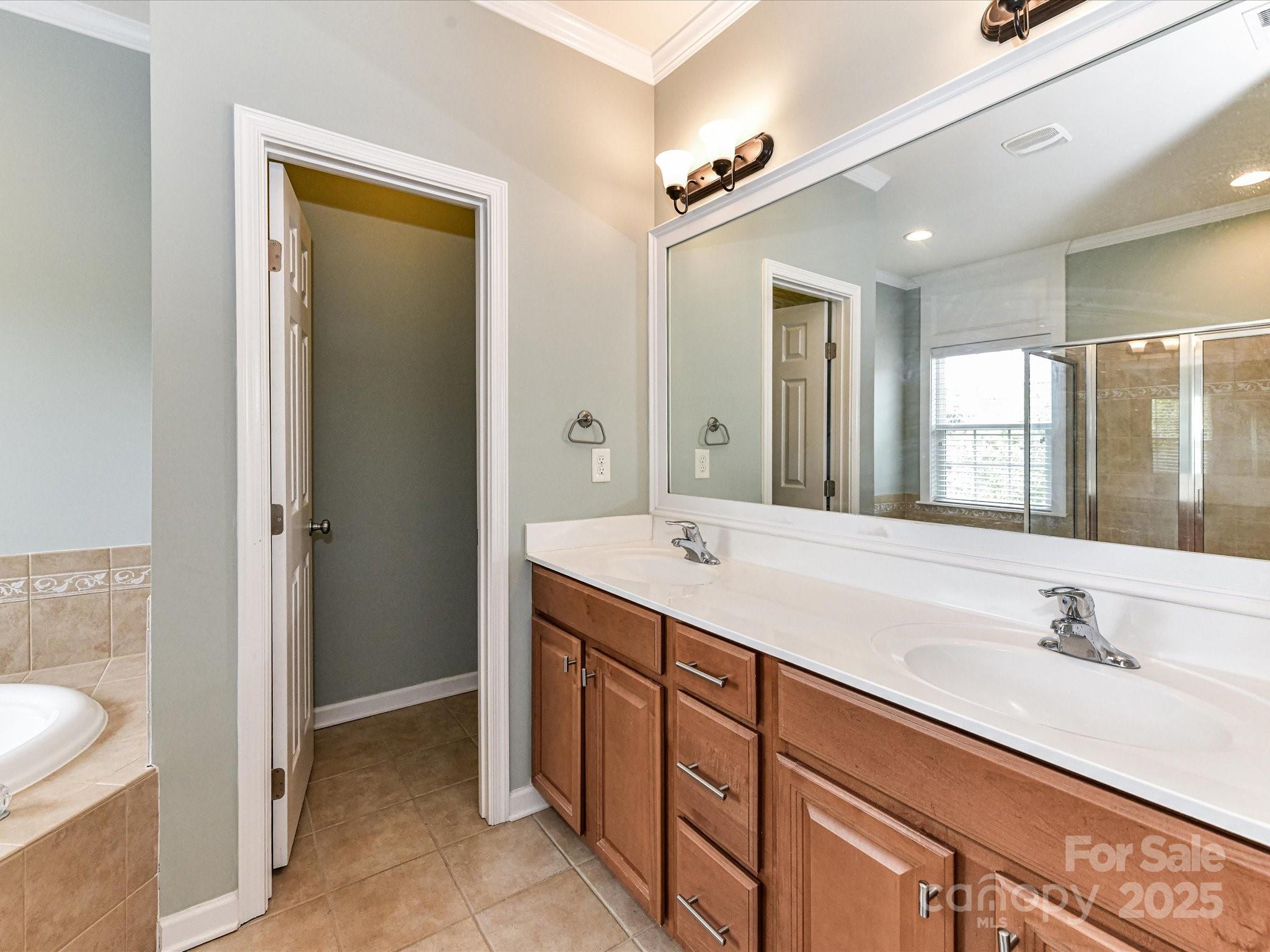 756 Naramore Street Davidson, NC 28036 - Photo 35 of 46 a bathroom with a double vanity sink and a mirror