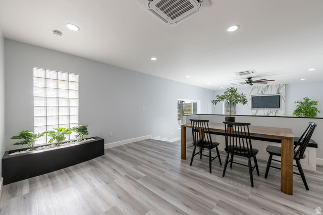 476 Spring Drive Toquerville, UT 84774 - Photo 71 of 95 Dining area featuring light wood-style flooring, recessed lighting, and ceiling fan