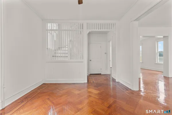 an empty room with windows