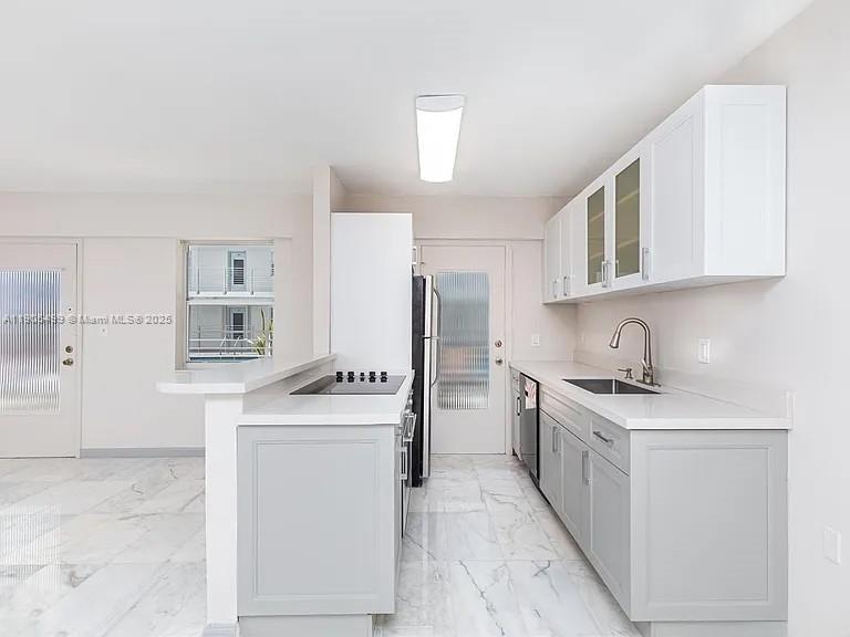 1545 Euclid Avenue, Unit 2D Miami Beach, FL 33139 - Photo 7 of 23 a kitchen with stainless steel appliances granite countertop a sink stove and refrigerator