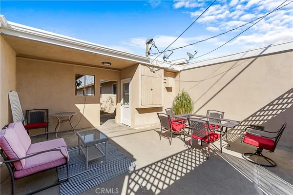 a outdoor space with lots of furniture