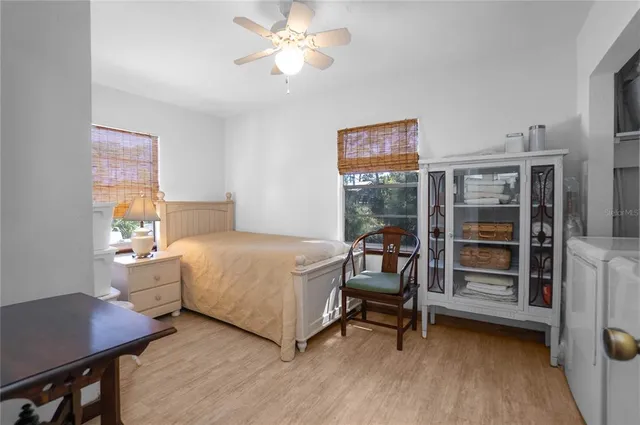 a view of a storage room with racks