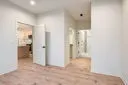 a view of a bathroom with a glass shower door
