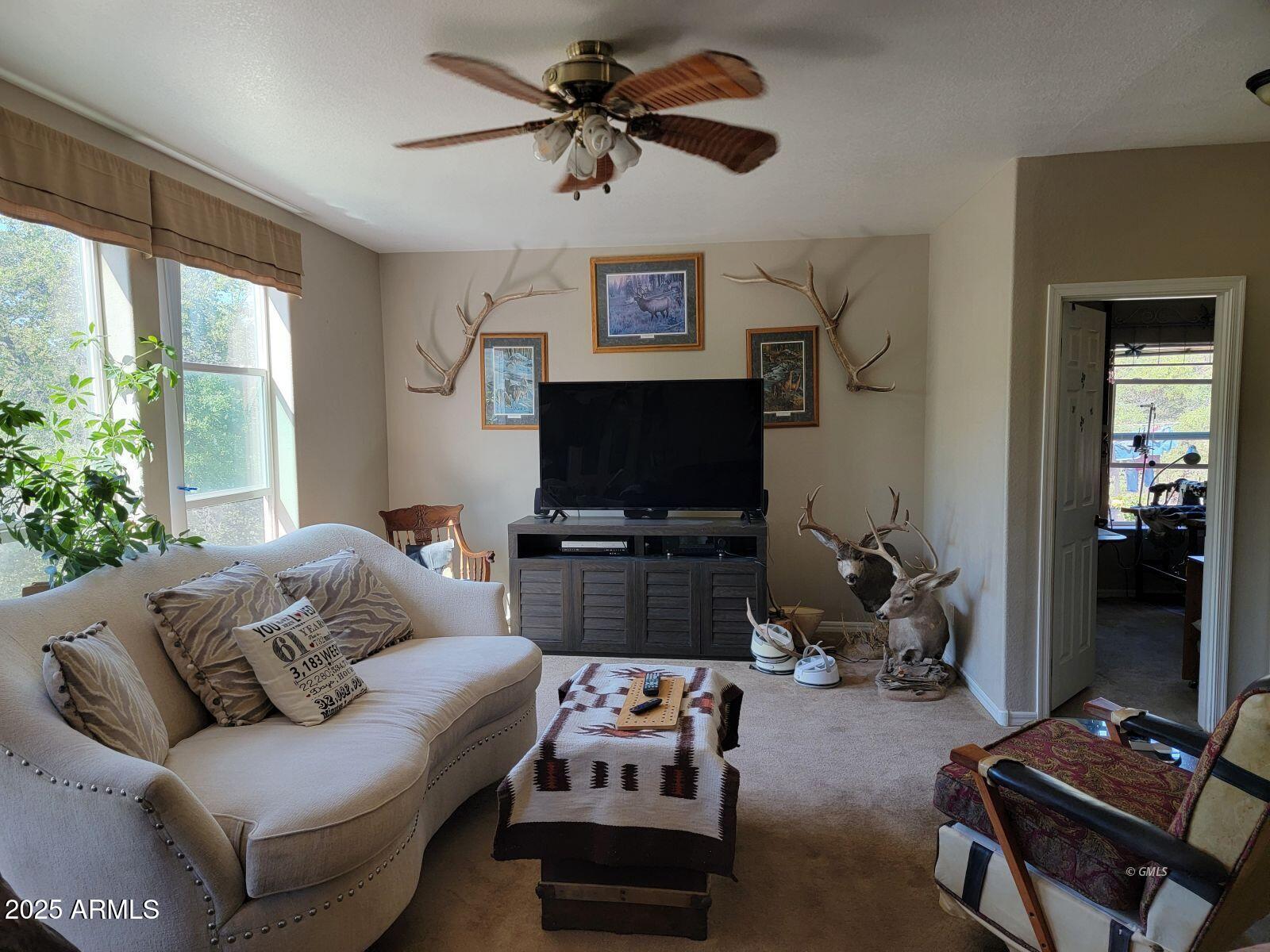 9383 Kellner Canyon Road Globe, AZ 85501 - Photo 5 of 32 a living room with furniture a flat screen tv and a window