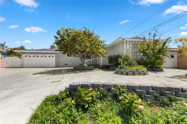 a view of a house with a yard and a large tree
