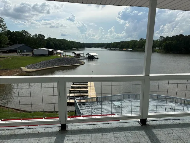 a view of lake from balcony