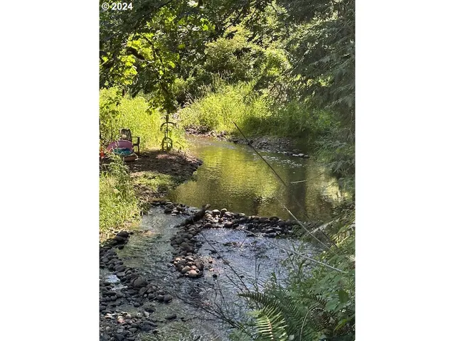 a view of a house with backyard and wooden fence