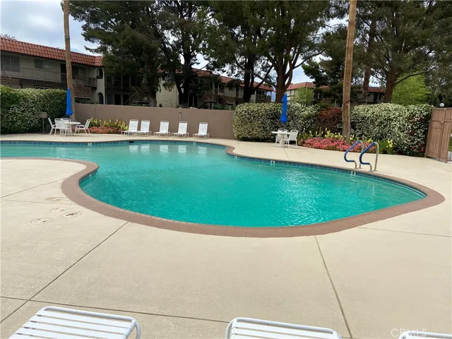 a view of a road from a big room