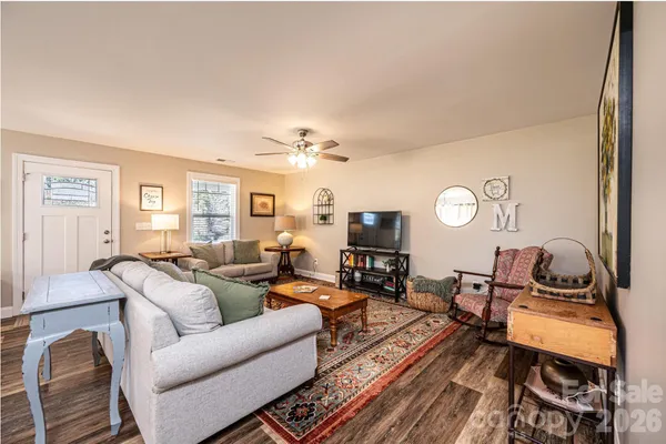 a living room with furniture