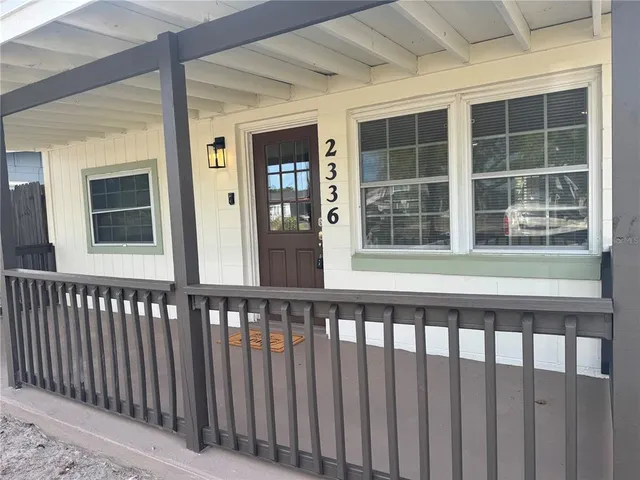 a view of a porch with a window