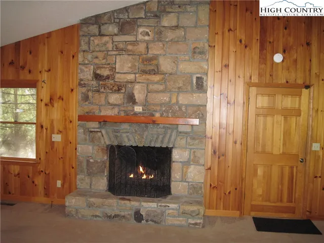 a room with a fireplace