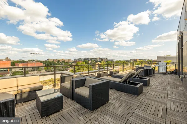 a view of a terrace with couches