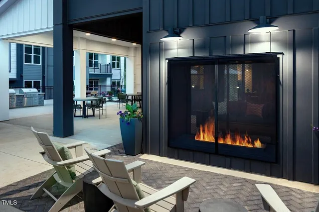 a dining room with furniture