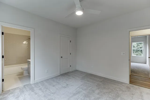 a view of a room with racks on the wall