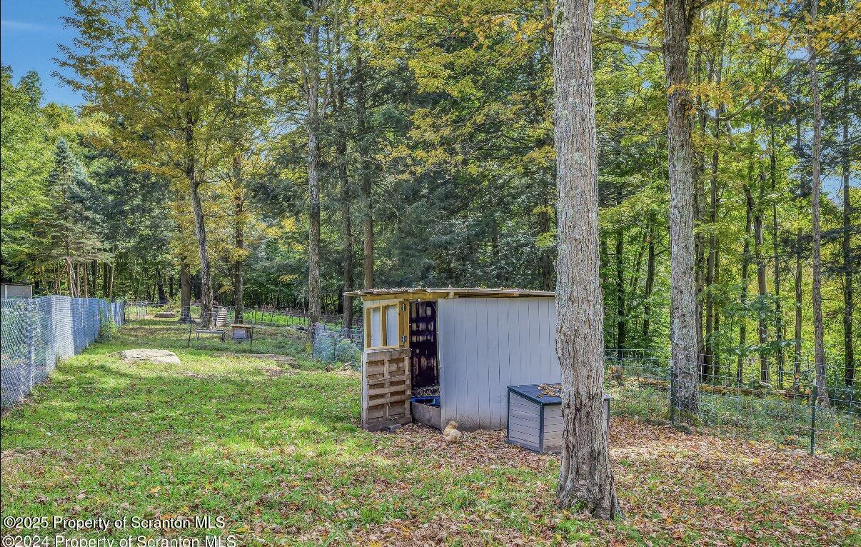 9311 Highway 3004 Springville, PA 18844 - Photo 47 of 51 a view of a backyard with large trees and a barn