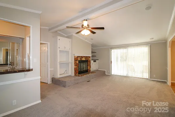 a view of a livingroom with a window