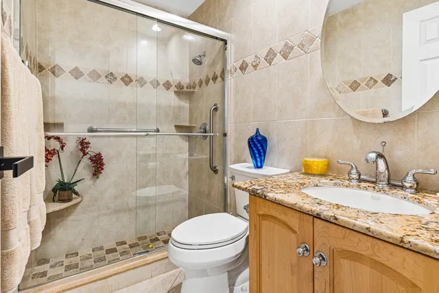 a garage with a bike and car