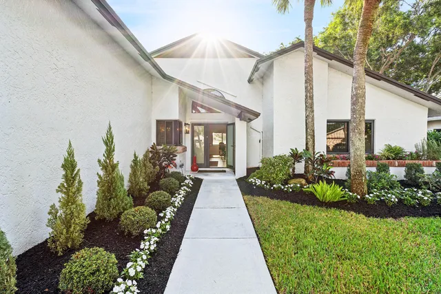 a view of a house with couches and plants