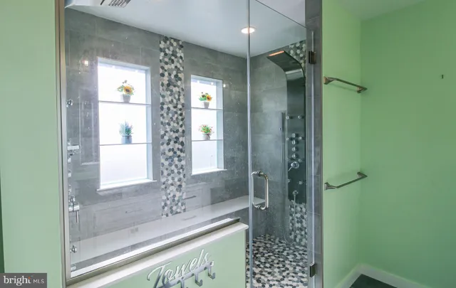 a view of a bathroom with a bathroom