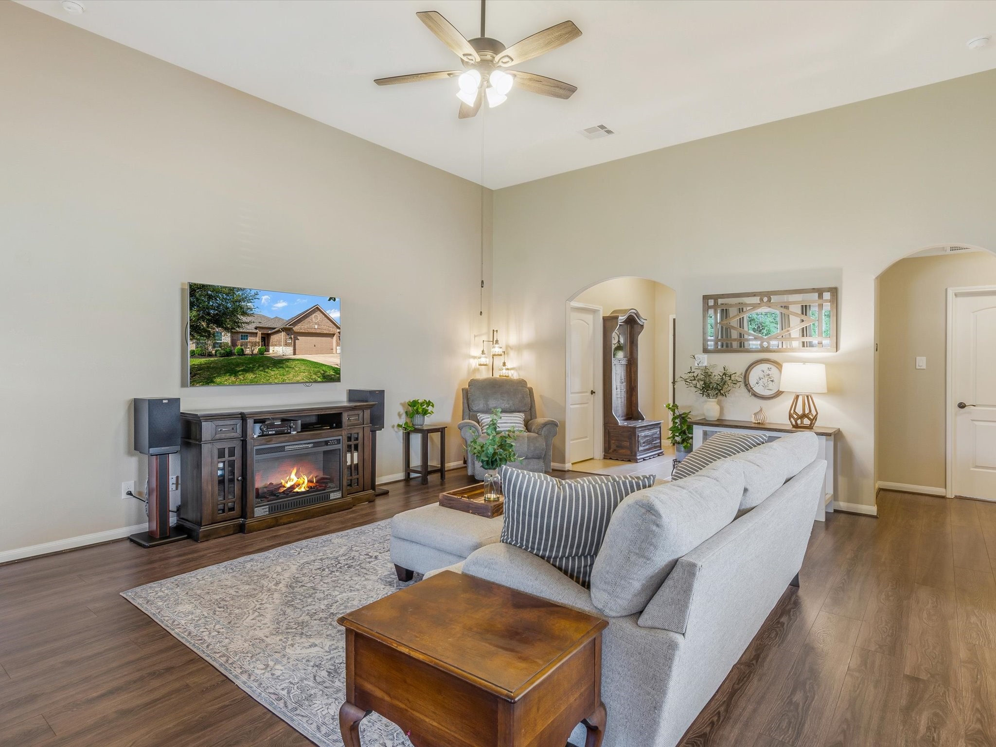 18746 Encinal Trail Magnolia, TX 77355 - Photo 8 of 35 a living room with furniture and a fireplace