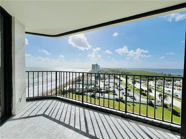 a view of ocean from a balcony