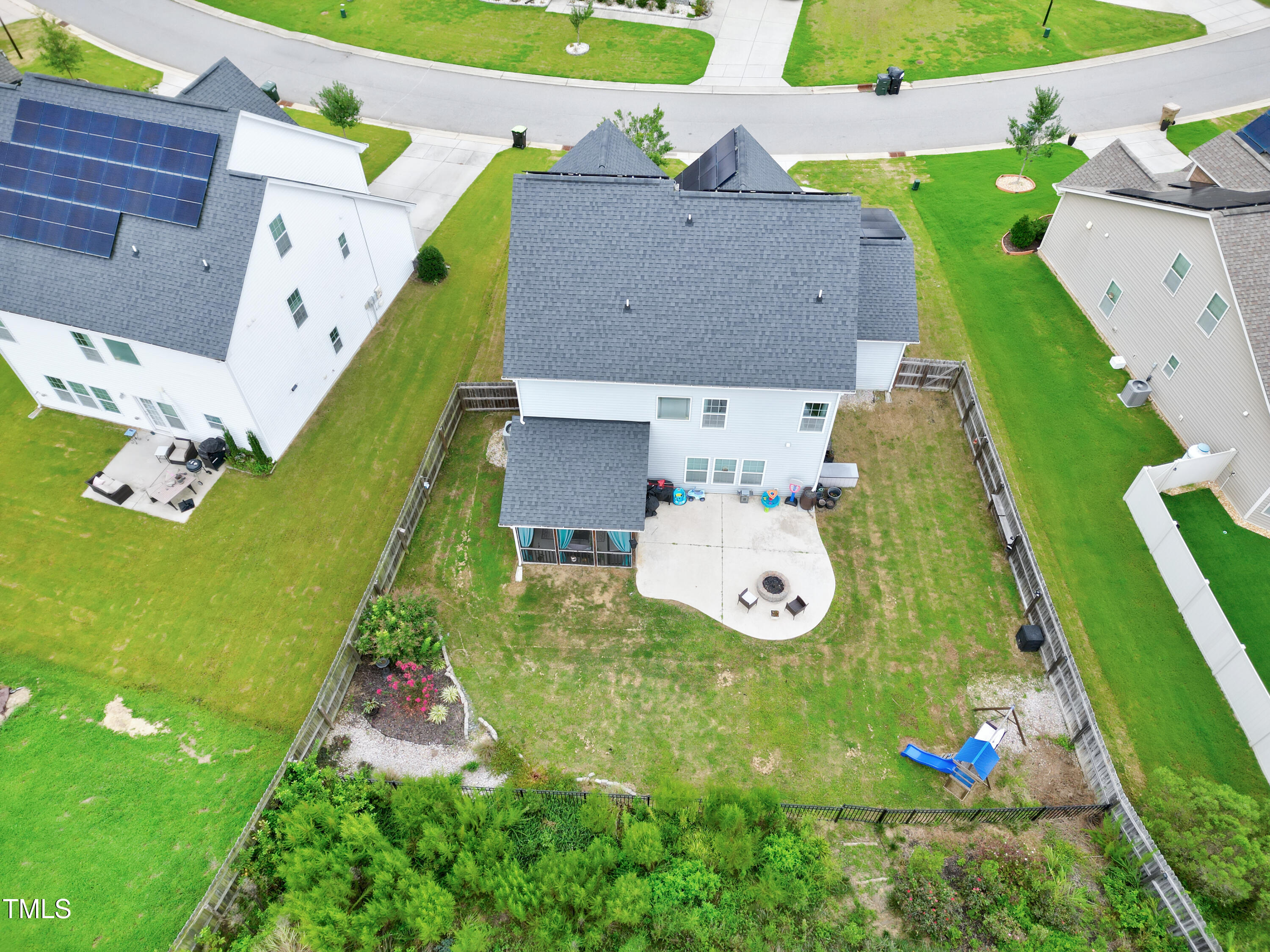 1417 Slate Ridge Road Knightdale, NC 27545 - Photo 60 of 66 an aerial view of an house with swimming pool