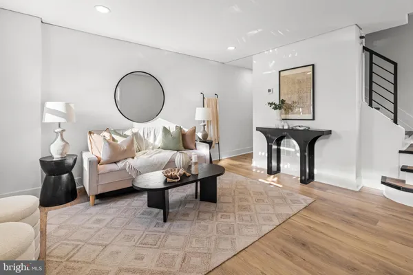 a living room with furniture